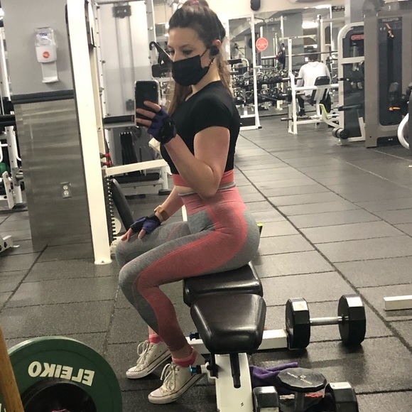 Gymshark hyper amplify seamless leggings, XS charcoal marl/coral - Picture 3 of 3